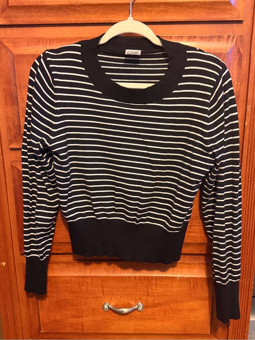 Cielo Black and White Striped Knit Top